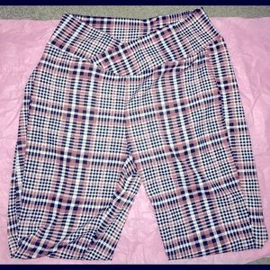 Plaid Overlap Waistband Pants